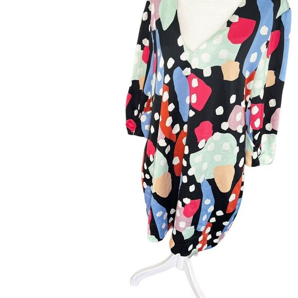 Crosby by Mollie Burch Ramey Mini Dress L NWT — Colorful Abstract Print Satin V- - Picture 5 of 12